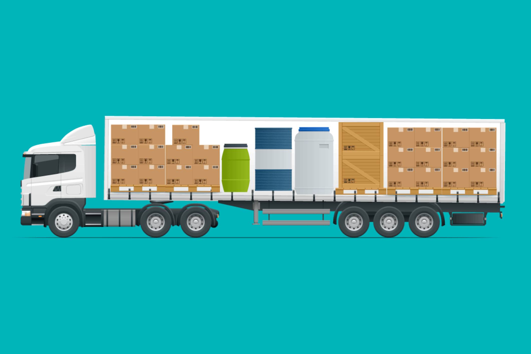 Illustration of a truck with cargo inside.